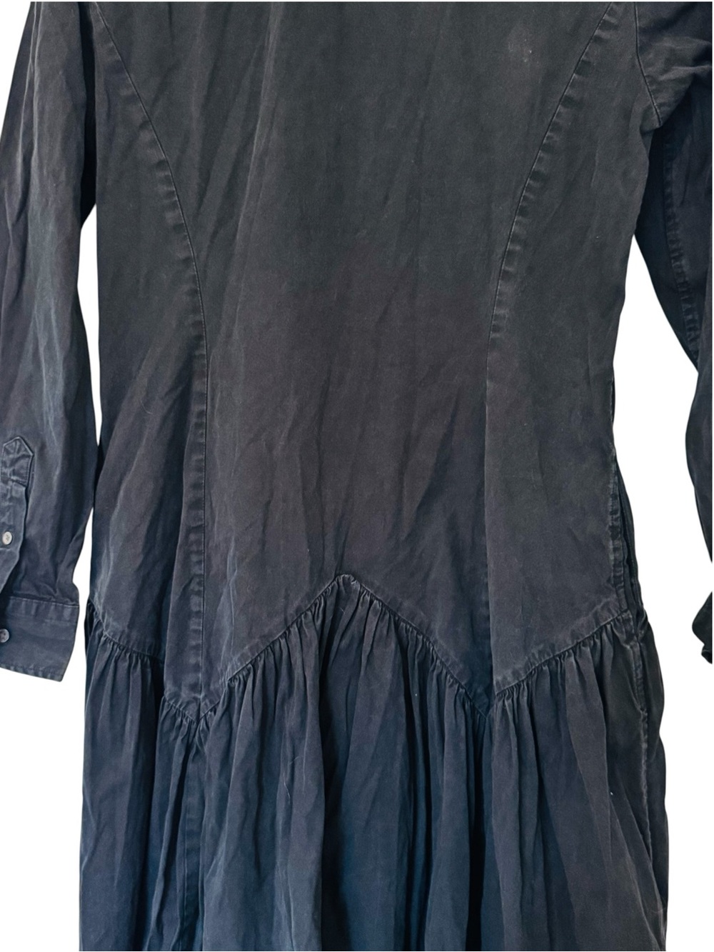Polo Ralph Lauren Black Long Sleeve Day Dress Women's Button Front Maxi Dress - Picture 8 of 11